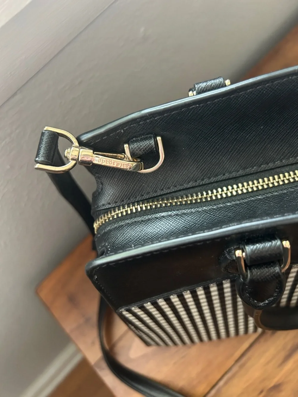 kate spade Madison Jazzy Black & White Gingham Tote Satchel crossbody bag - Picture 4 of 10